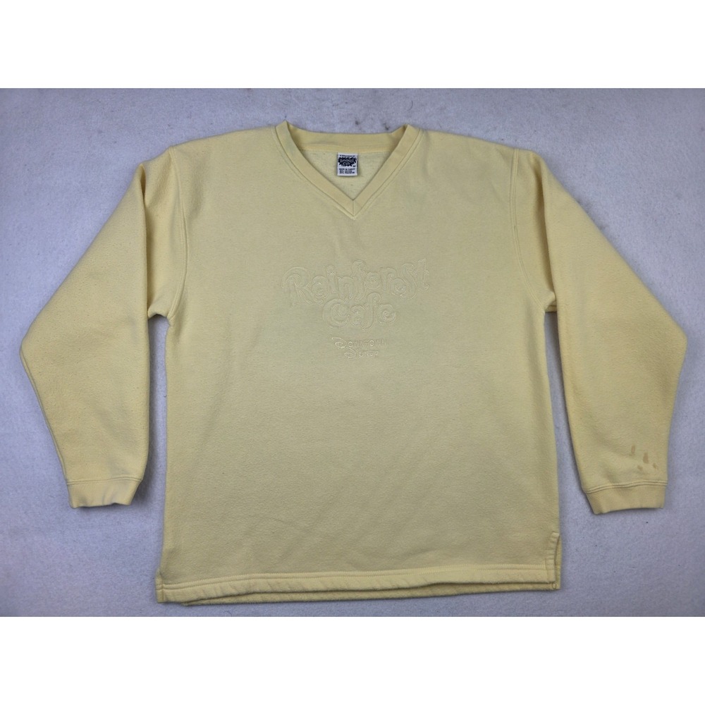 Vintage Rainforest Cafe Downtown Disney V-Neck Sweatshirt Embroidered Womens M
